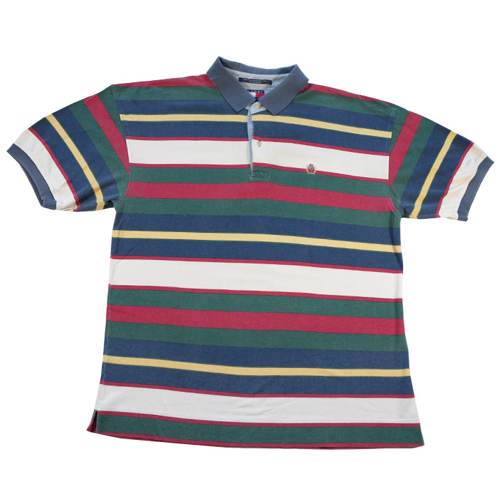 Vintage Tommy Hilfiger Lion Crest Stripes Polo Shirt - XL