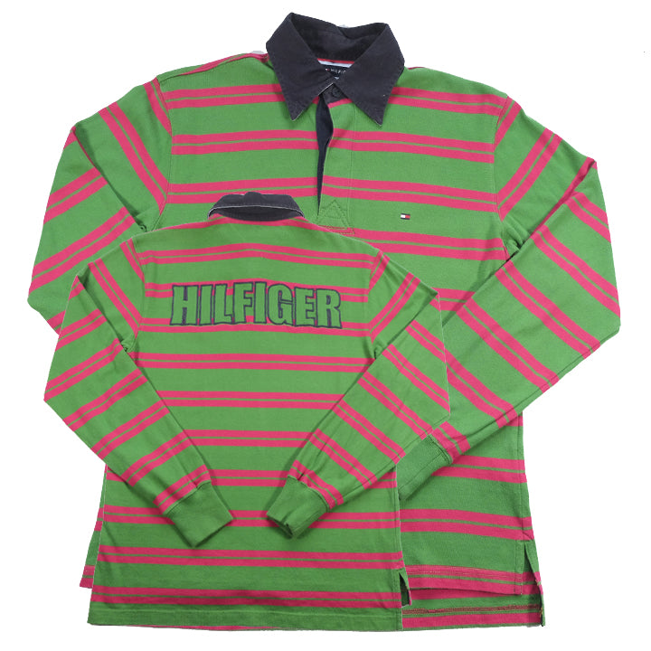 Vintage Tommy Hilfiger Stripe Spell Out Rugby - M