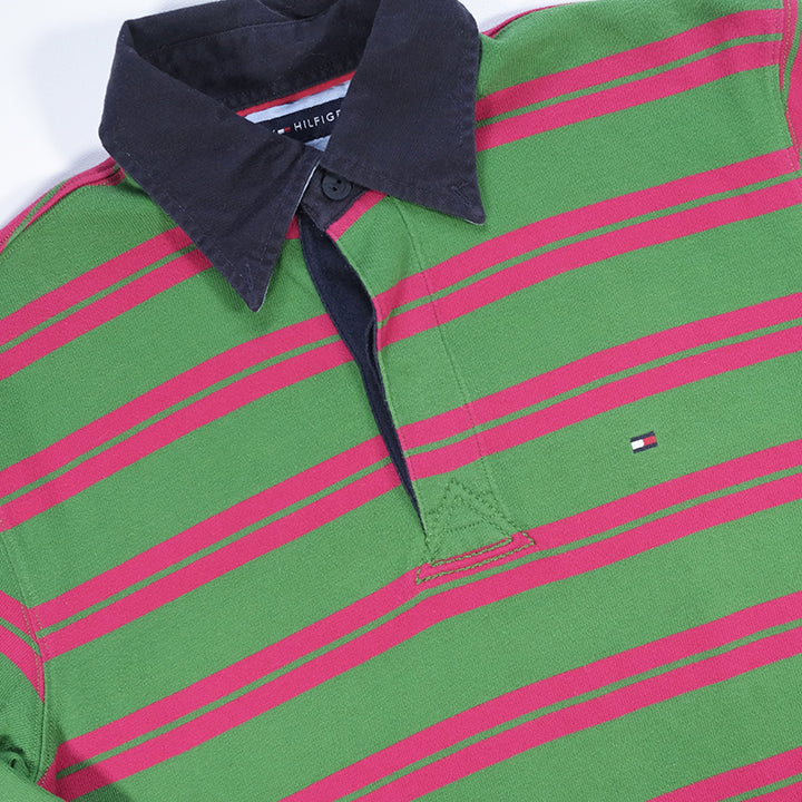 Vintage Tommy Hilfiger Stripe Spell Out Rugby - M
