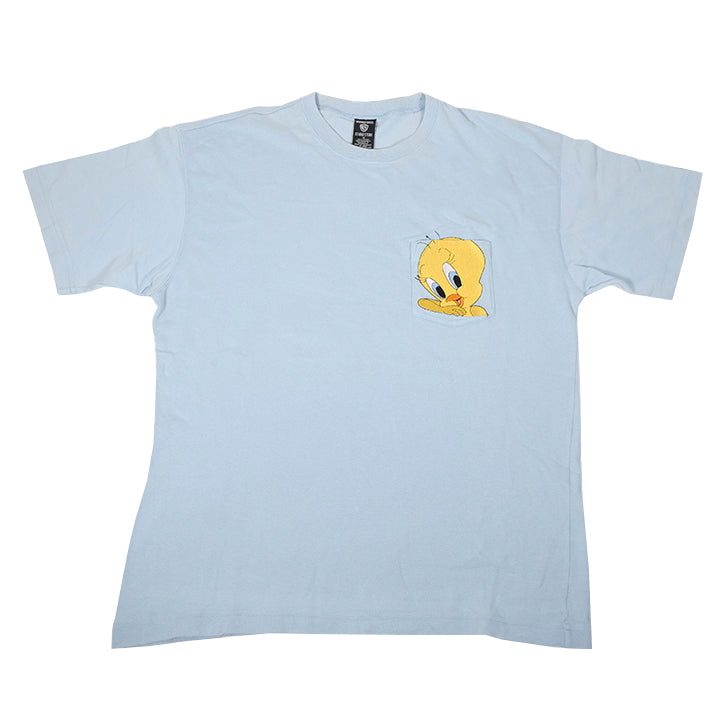 Vintage Tweety Bird Embroidered Pocket T-Shirt - M