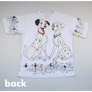 Vintage RARE 101 Dalmatians All Over Front & Back Print Single Stitch T-Shirt - L