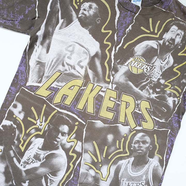 Vintage RARE 80s Los Angeles Lakers All Over Print Made In USA Single Stitch - L