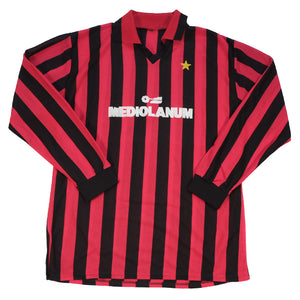 Vintage 1980s Ac Milan Mediolanum Wool Long Sleeve Jersey - L