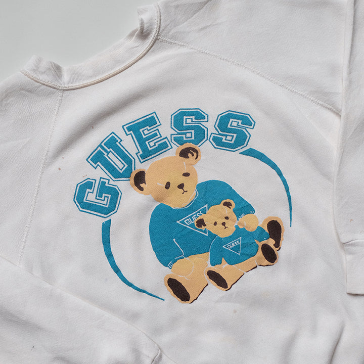 Vintage RARE 80s Guess Bear Spell Out Crewneck - S/M