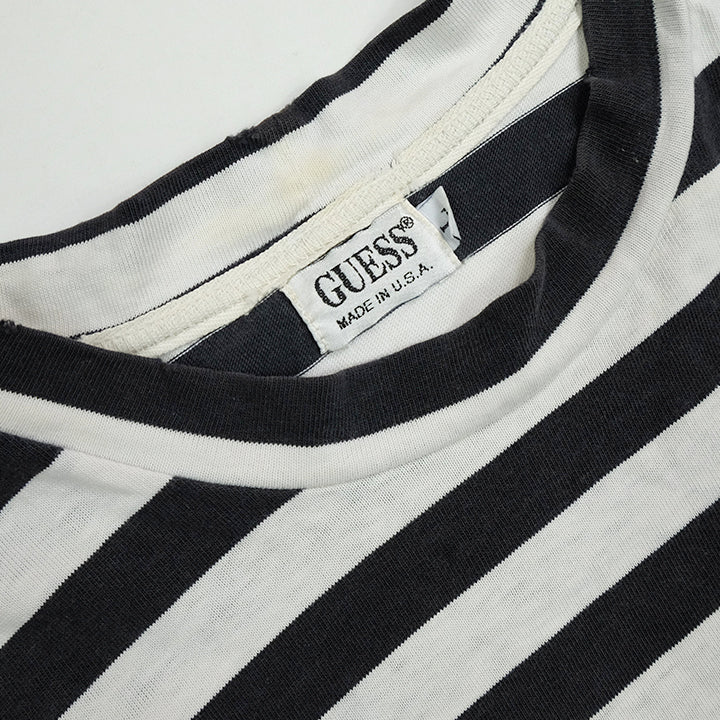 Vintage Original Guess Jeans Stripe Embroidered T-Shirt - L