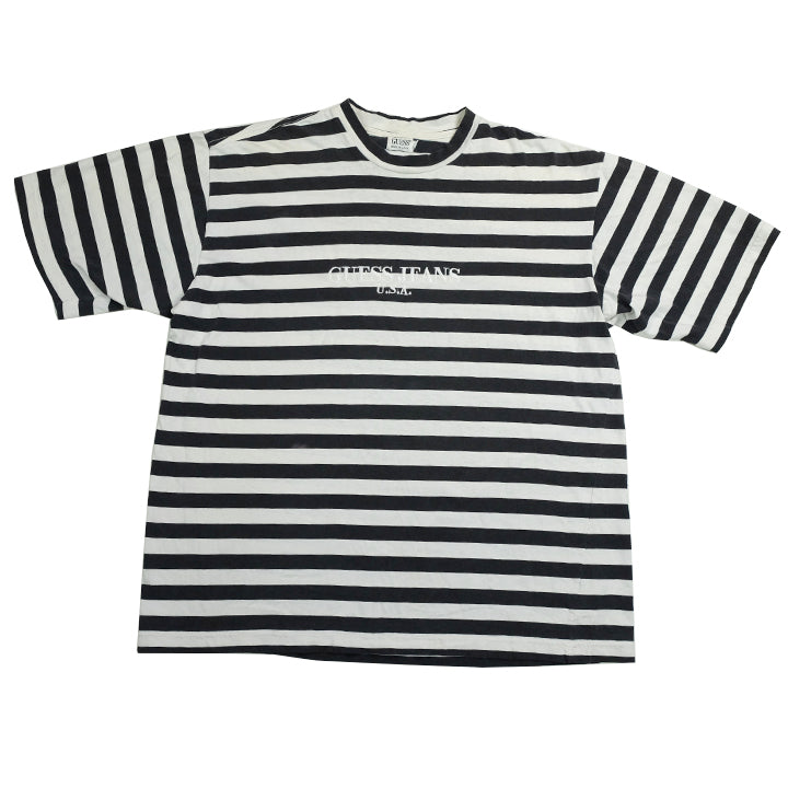 Vintage Original Guess Jeans Stripe Embroidered T Shirt L