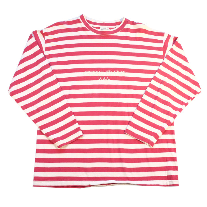 Vintage RARE Original Guess Jeans Stripe Embroidered Long Sleeve