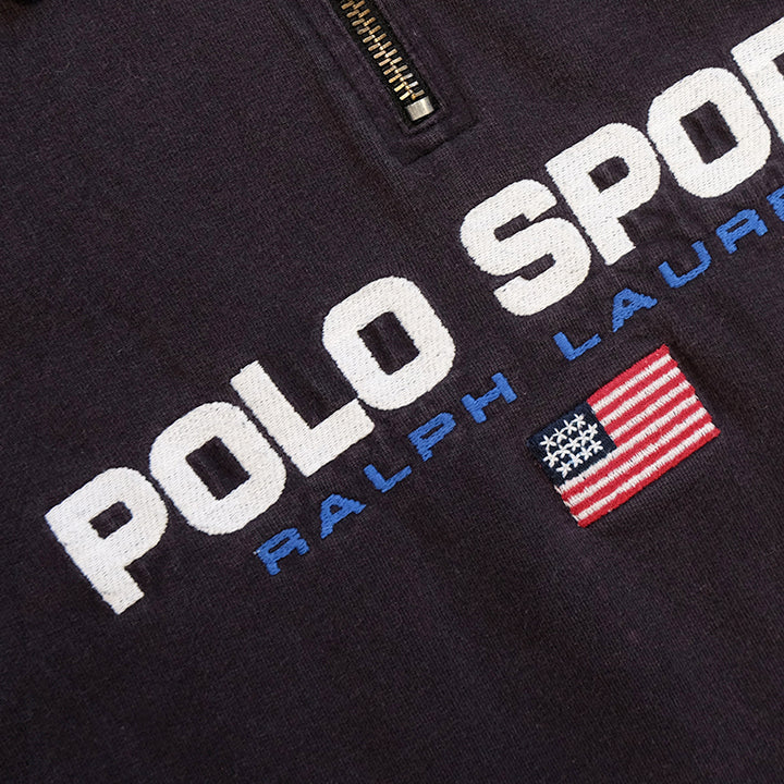Vintage RARE Polo Sport Ralph Lauren Embroidered Spell Out Quarter Zip Sweatshirt - M/L
