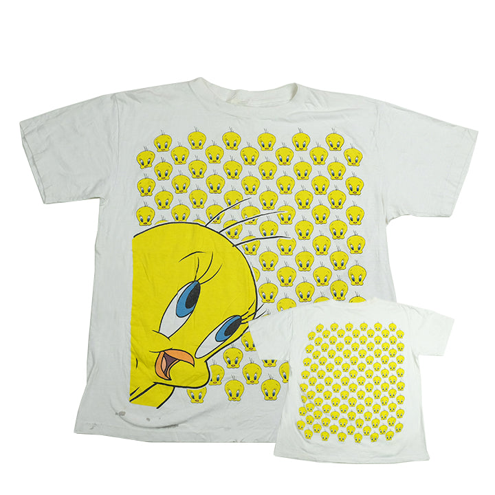 Vintage Tweety Bird All Over Front & Back Print T-Shirt - L