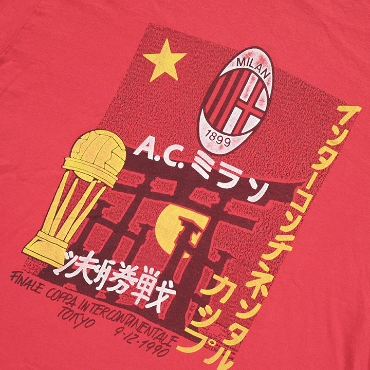 Vintage RARE 1990 AC Milan Coppa Intercontinental Tokyo Single Stitch T-Shirt - XL