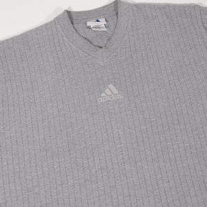 Vintage Adidas Ribbed Logo T-Shirt - XL