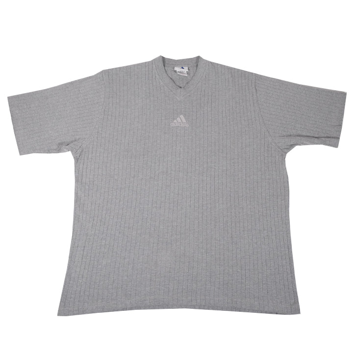 Vintage Adidas Ribbed Logo T-Shirt - XL