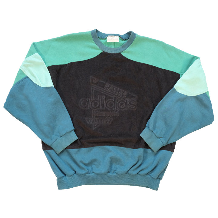 Vintage RARE 80s Adidas Games Velour Crewneck - S