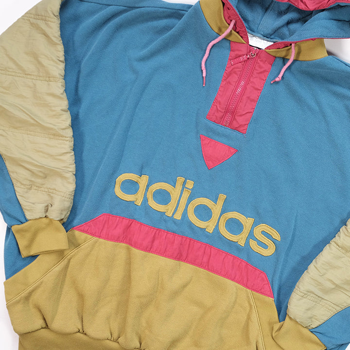Vintage RARE 80s Adidas Quarter Zip Embroidered Spell Out Sweatshirt - M/L