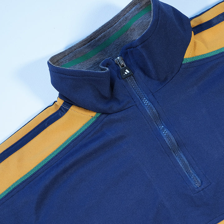 Vintage RARE Adidas Embroidered Spell Out Quarter Zip Top - L