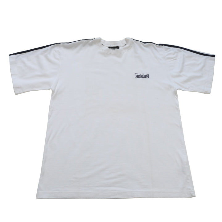 Vintage Adidas Logo Stripe T-Shirt - XL