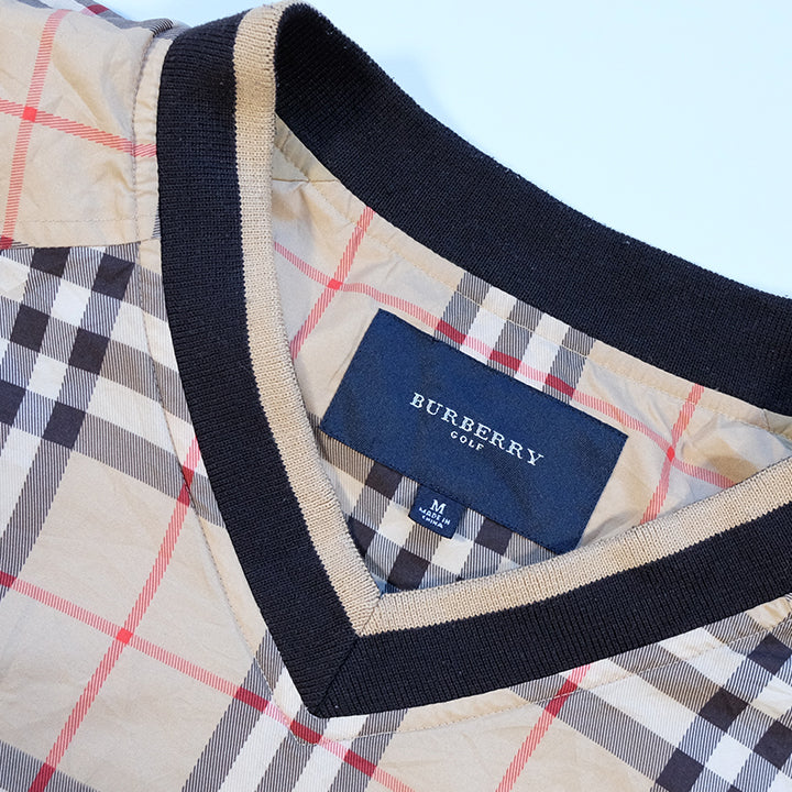 Vintage Burberry All Over Check Print Pullover Windbreaker - L