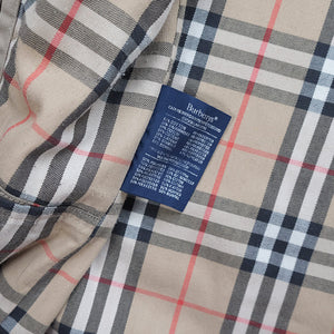 Vintage Burberry Nova Check Lined Trench Coat Made In England - L