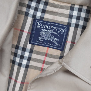 Vintage Burberry Nova Check Lined Trench Coat Made In England - L