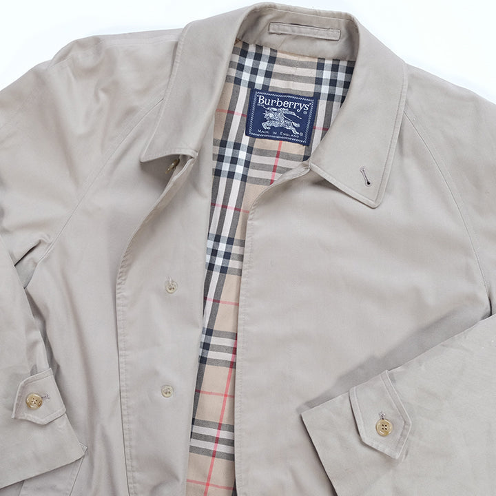 Vintage Burberry Nova Check Lined Trench Coat Made In England - L