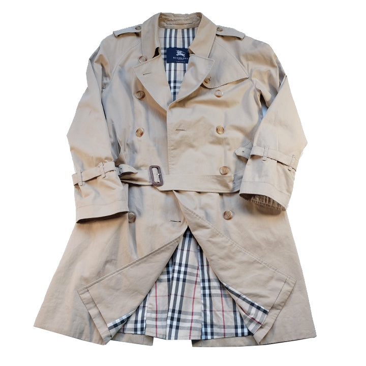 Vintage Burberry OG Nova Check Lined Trench Coat Made In England - S