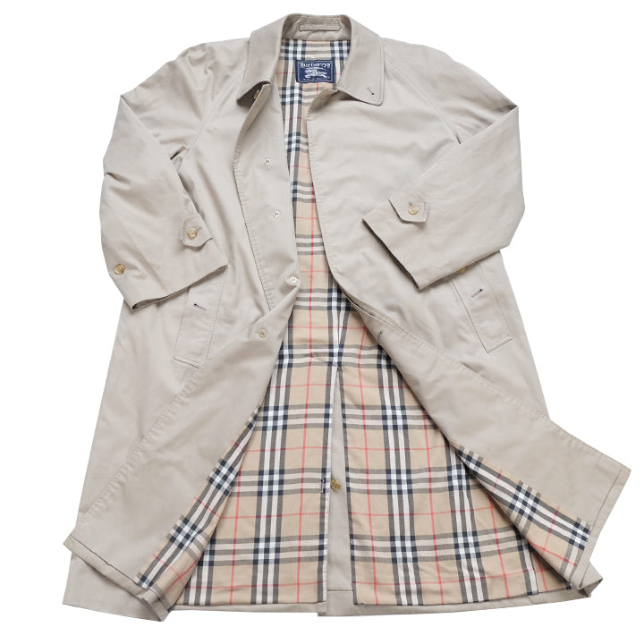 Vintage Burberry Nova Check Lined Trench Coat Made In England - L