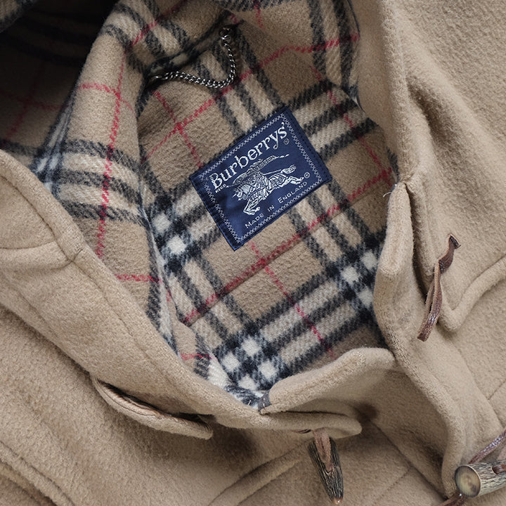 Vintage Burberrys OG Nova Check Lined Montgomery Wool Coat Made In England - L/XL