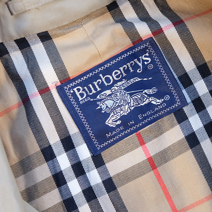 Vintage Burberry OG Nova Check Lined Trench Coat Made In England - L/XL