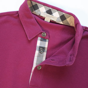 Purple burberry polo shirt on sale