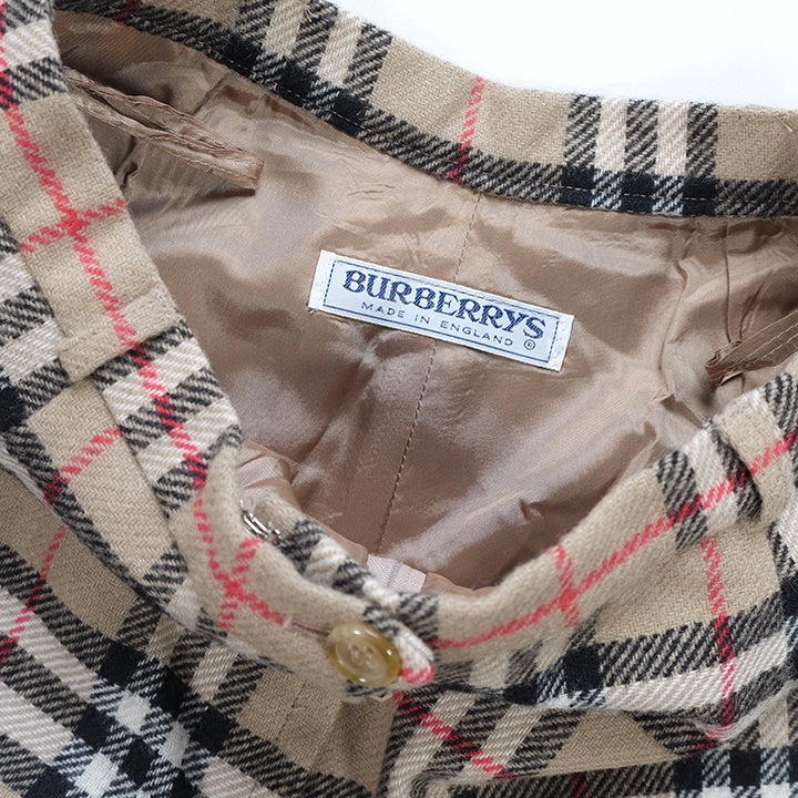 Vintage Rare Burberrys WOMENS Wool Nova Check Skirt Made In England - M