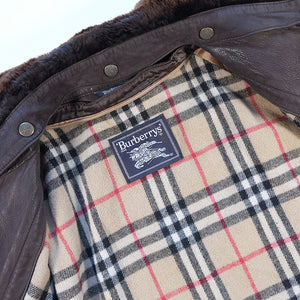 Vintage Burberrys Nova Check Lined Suede Leather Heavy Weight Parka - XL