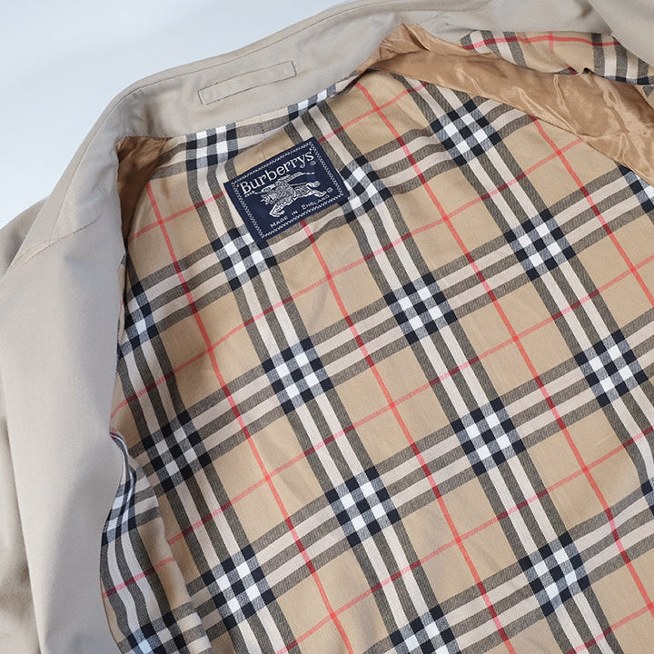 Vintage Burberry Nova Check Lined Trench Coat Made In England XXL