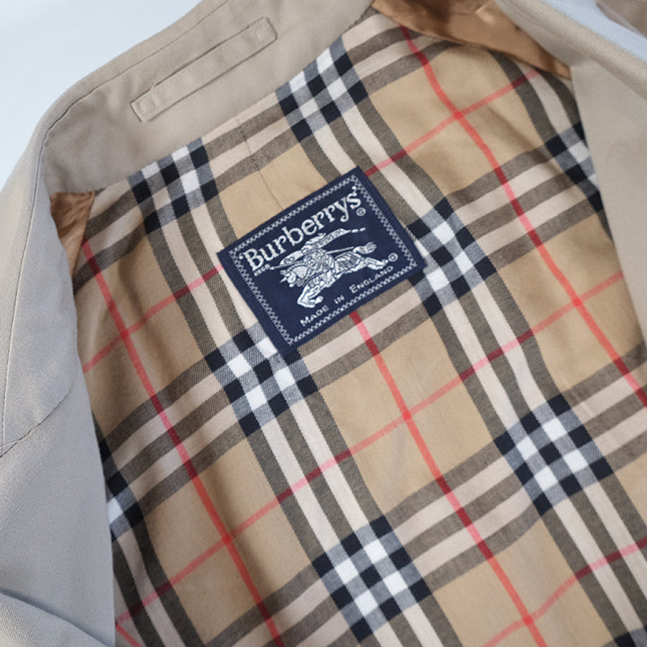 Vintage Burberry Nova Check Lined Trench Coat Made In England - XXL