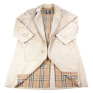 Vintage Burberry Nova Check Lined Trench Coat Made In England - L