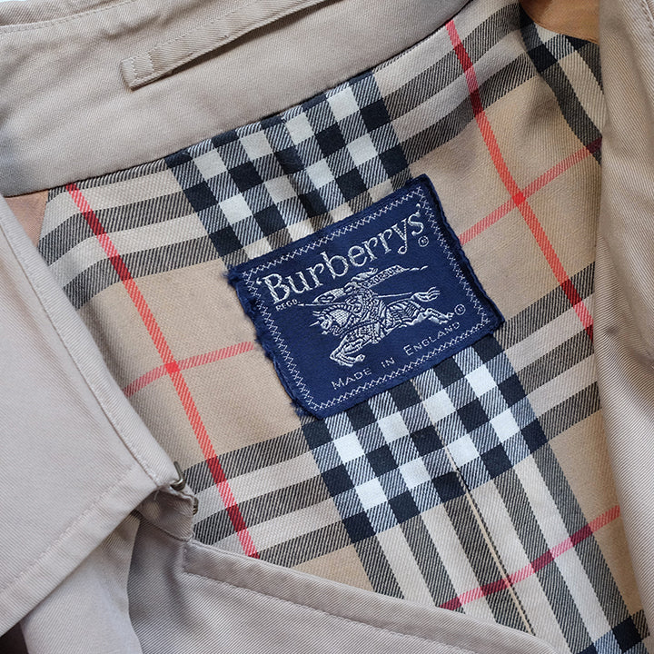 Vintage Burberry OG Nova Check Lined Trench Coat Made In England - L/XL