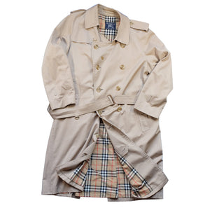 Vintage Burberry OG Nova Check Lined Trench Coat Made In England - L/XL