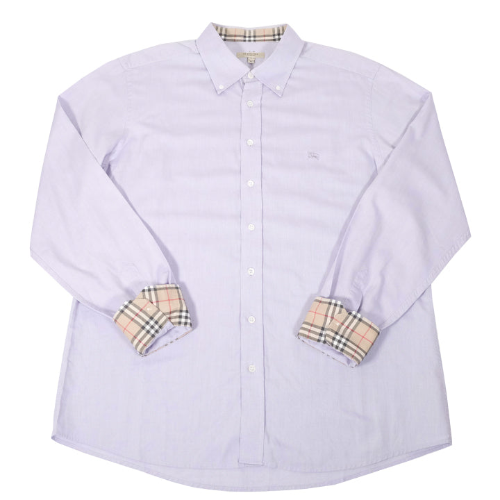 Vintage Burberry Embroidered Logo Long Sleeve Button Up Shirt XL