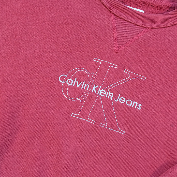 Vintage Calvin Klein WOMENS Crop Style Embroidered Logo Crewneck - M