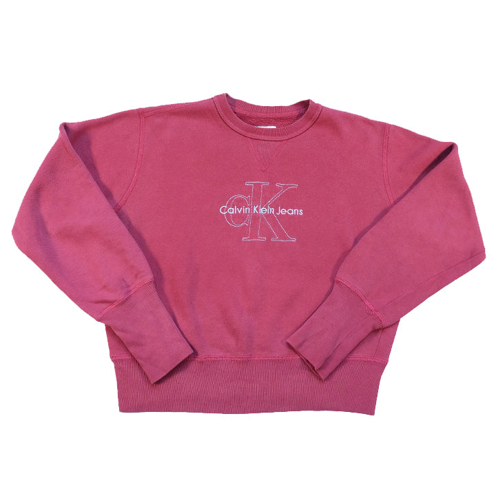 Vintage Calvin Klein WOMENS Crop Style Embroidered Logo Crewneck - M