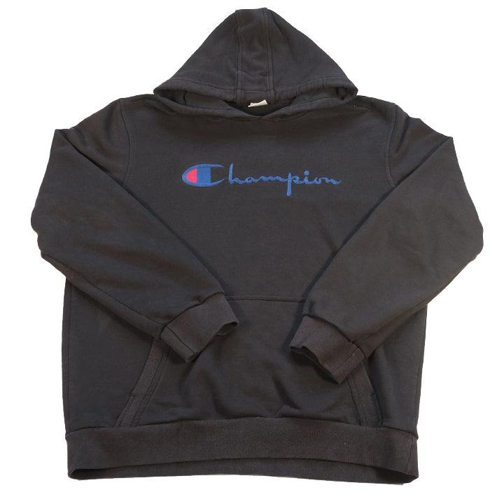 Champion hoodie writing on sleeve on sale