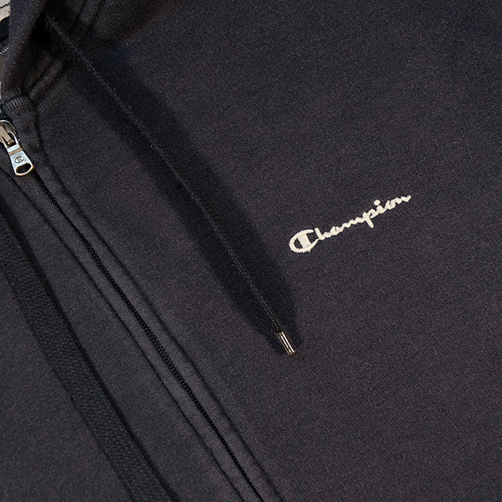 Vintage Champion Embroidered Logo Zip Up Hoodie - L