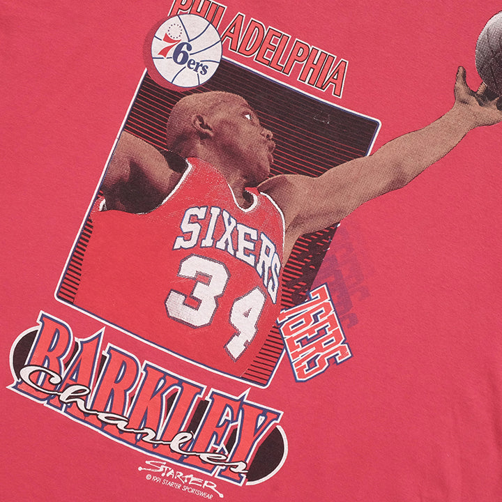 Vintage Rare 1991 Charles Barkley Sixers Single Stitch Made In USA T-Shirt - XL
