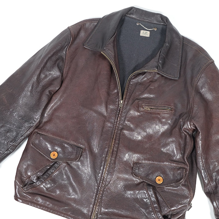 Vintage Rare 80s CP Company Massimo Osti Leather Jacket Made In Italy - 50/L