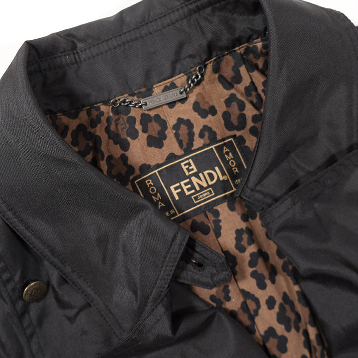 Vintage Fendi Leopard Lining WOMENS Trench Coat - XL