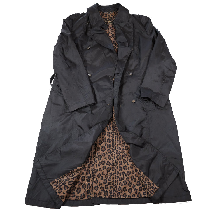 Vintage Fendi Leopard Lining WOMENS Trench Coat - XL