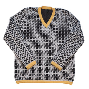 Vintage Fendi WOMENS Zucca All Over Monogram Sweater - L