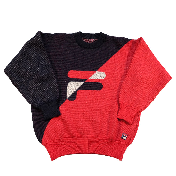 Vintage Fila Big Logo Knit Sweater - S