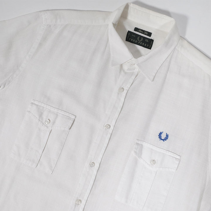 Vintage Fred Perry Linen Short Sleeve Button Up - XL