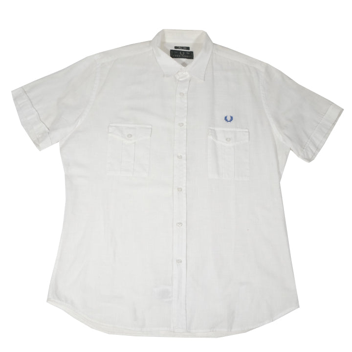 Vintage Fred Perry Linen Short Sleeve Button Up - XL