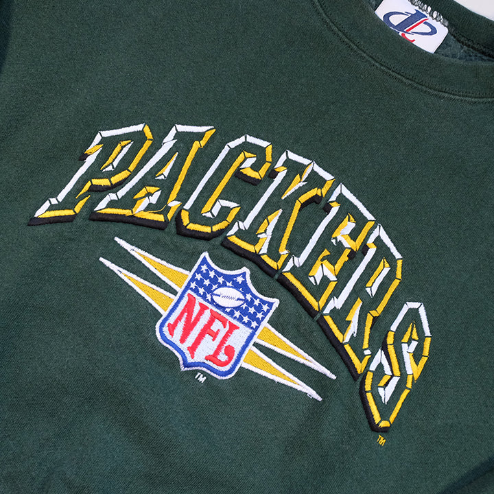 Vintage Green Bay Packers Big Embroidered Spell Out Crewneck - S